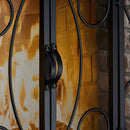 Single Panel Black Wrought Iron Ornate Screen with Doors | UniFlame