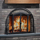 Single Panel Black Wrought Iron Ornate Screen with Doors | UniFlame