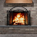 Single Panel Black Wrought Iron Ornate Screen with Doors | UniFlame