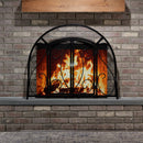 Single Panel Black Wrought Iron Ornate Screen with Doors | UniFlame