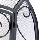 Single Panel Black Wrought Iron Ornate Screen with Doors | UniFlame