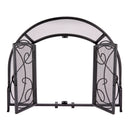 Single Panel Black Wrought Iron Ornate Screen with Doors | UniFlame
