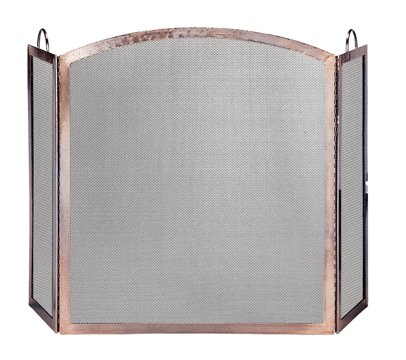 UniFlame 3 Panel Antique Copper Finish Screen with Arched Center Panel