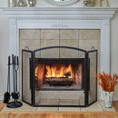 Large 3 Fold Black Wrought Iron Screen with Arch Top | UniFlame