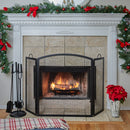 Large 3 Fold Black Wrought Iron Screen with Arch Top | UniFlame