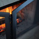 Large 3 Fold Black Wrought Iron Screen with Arch Top | UniFlame