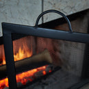 Large 3 Fold Black Wrought Iron Screen with Arch Top | UniFlame