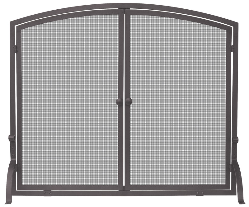 UniFlame Single Panel Bronze Arch Top Finish Screen with Doors
