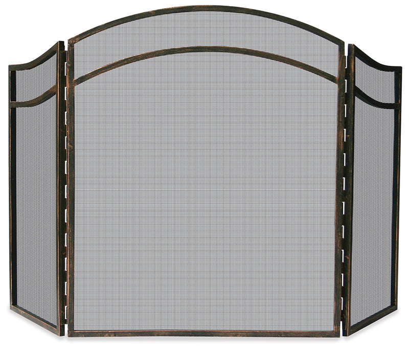 UniFlame 3 Panel Antique Rust Finish Wrought Iron Screen with Arch Top