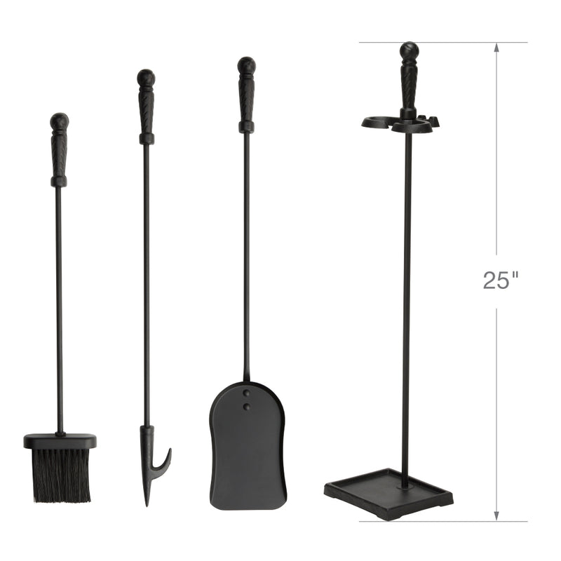 UniFlame 4-Piece Black Finish Fireset with Ball Handles
