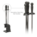 4-Piece Black Finish Fireplace Tools Set with Ball Handles | UniFlame