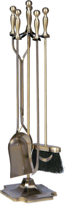 5-Piece Antique Brass Finish Fireplace Tools Set with Ball Handles | UniFlame