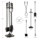 5-Piece Black Finish Fireplace Tools Set with Ball Handles | UniFlame