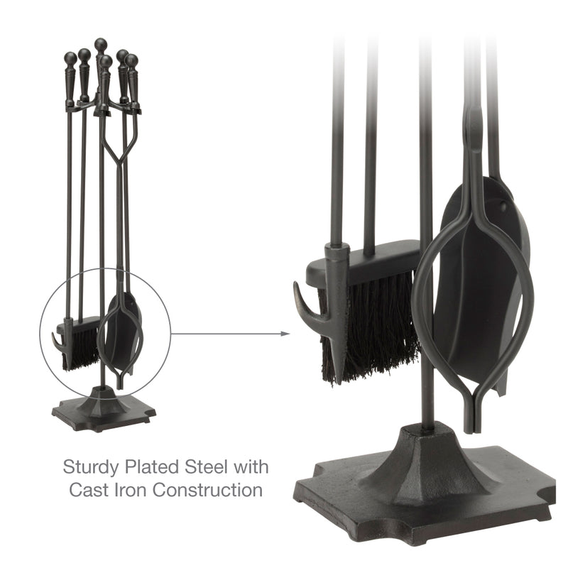 UniFlame 5-Piece Black Finish Fireset with Ball Handles