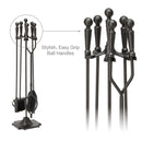 5-Piece Black Finish Fireplace Tools Set with Ball Handles | UniFlame