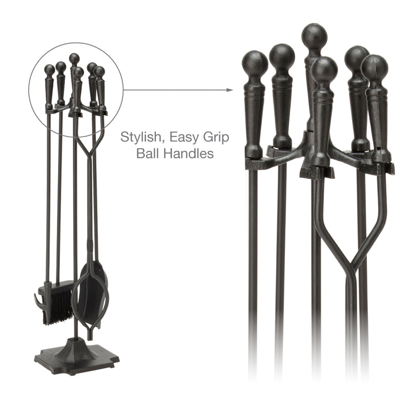 UniFlame 5-Piece Black Finish Fireset with Ball Handles