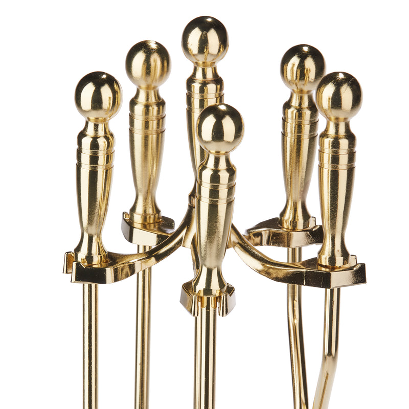 UniFlame 5-Piece Polished Brass Finish Fireset with Ball Handles