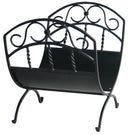 Black Wrought Iron Log Holder with Scrolls | UniFlame