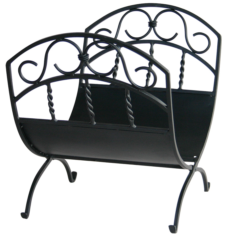 UniFlame Black Wrought Iron Log Holder with Scrolls