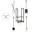 Black Wrought Iron Log Holder with Fire Tools with Ring Handles | UniFlame