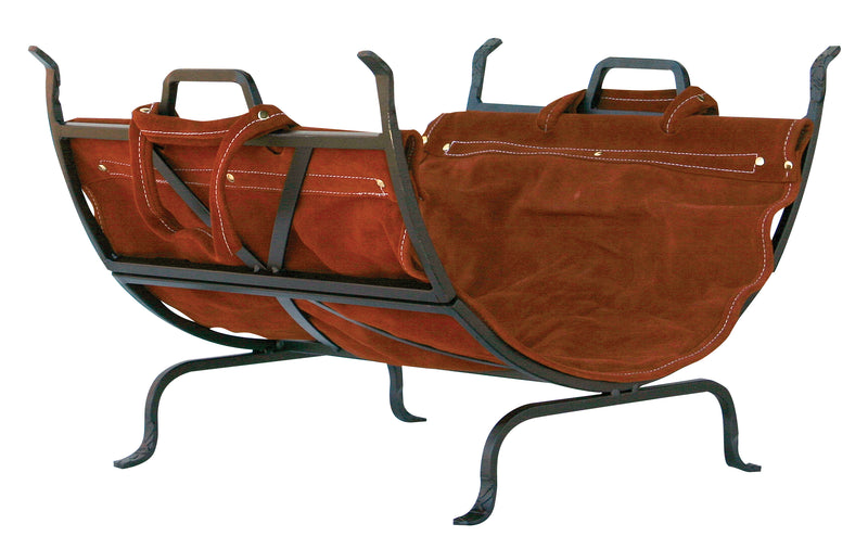 UniFlame Olde World Iron Log Holder with Suede Leather Carrier