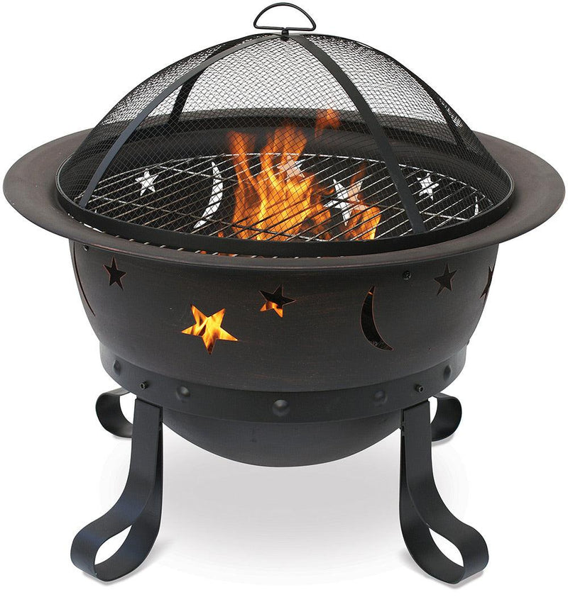 Endless Summer 29 in. oil Rubbed Bronze Wood Burning Outdoor Fire Pit with Stars And Moons