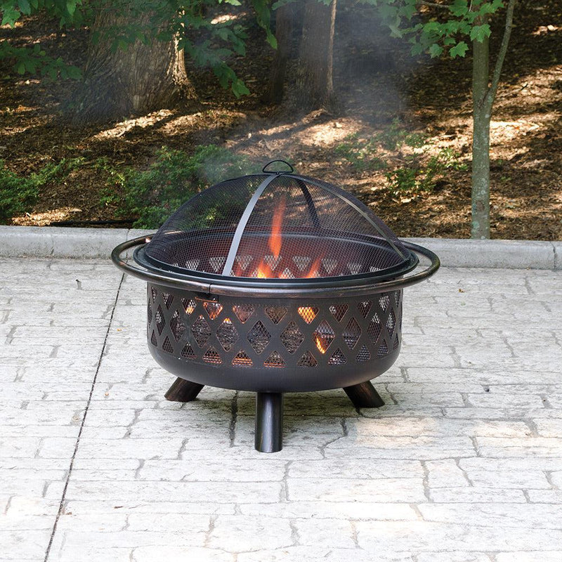 Endless Summer 30 in. Oil Rubbed Bronze Wood Burning Outdoor Fire Pit with Lattice Design